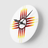 New Mexico Zia Sun Fire Runde Wanduhr (Winkel)