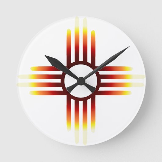New Mexico Zia Sun Fire Runde Wanduhr (Vorderseite)