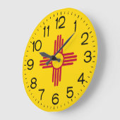 New Mexico Zia Sun Flag Clock 2 Sizes Clouds Große Wanduhr (Winkel)