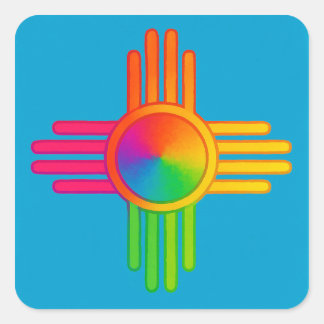 New Mexico Zia Sun Neon Quadratischer Aufkleber