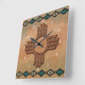 New Mexico Zia (sun) Quadratische Wanduhr (Winkel)