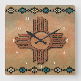 New Mexico Zia (sun) Quadratische Wanduhr