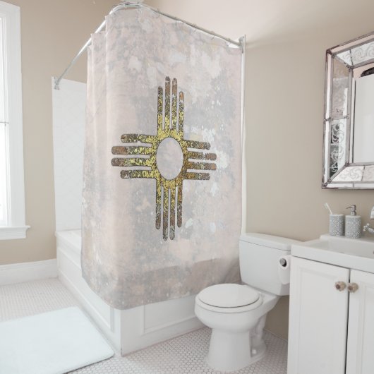 New Mexico Zia Sun Symbol Duschvorhang (Beispiel)