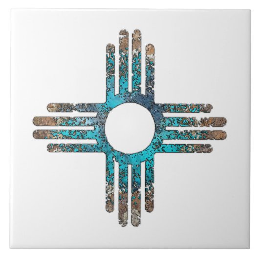 New Mexico Zia Sun Symbol Fliese (Vorderseite)
