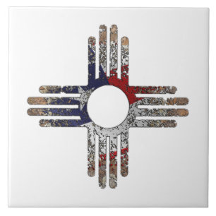 New Mexico Zia Sun Symbol Fliese