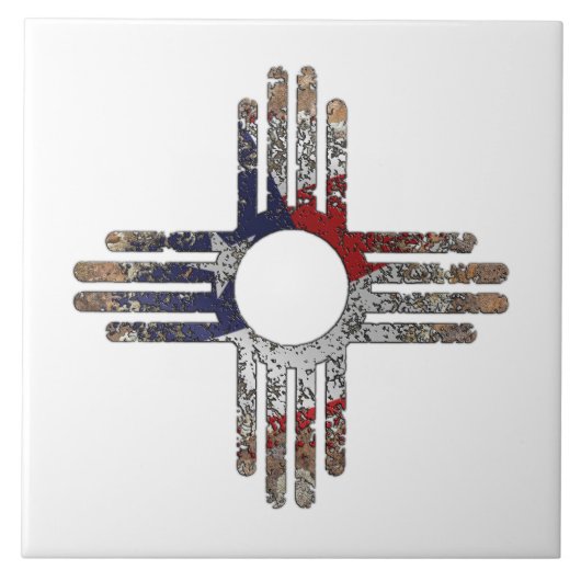 New Mexico Zia Sun Symbol Fliese (Vorderseite)