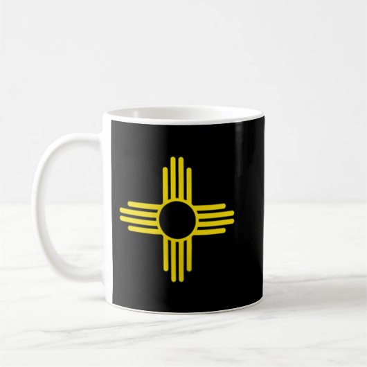 New Mexico Zia Sun Symbol Pocket Design Yellow Zia Kaffeetasse (Links)