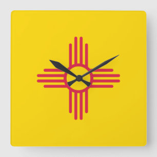 New Mexico Zia Sun Symbol Quadratische Wanduhr