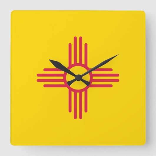 New Mexico Zia Sun Symbol Quadratische Wanduhr (Vorderseite)