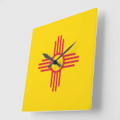 New Mexico Zia Sun Symbol Quadratische Wanduhr (Winkel)