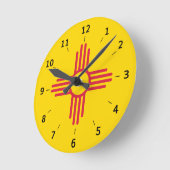 New Mexico Zia Sun Symbol Rundschau Runde Wanduhr (Winkel)
