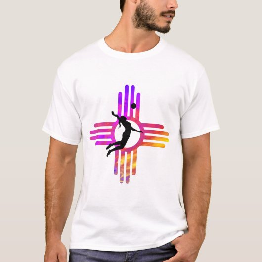 New Mexico Zia Sunset mit Volleyball T-Shirt (Vorderseite)