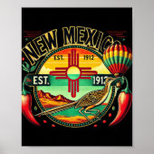 New Mexico Zia Symbol, Roadrunner & Chile Pepp Poster (Vorne)