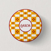 New Mexico Zia Yellow White Squares Button (Vorderseite)