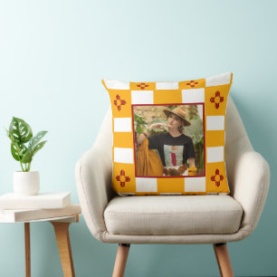 New Mexico Zia Yellow White Squares Kissen
