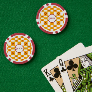 New Mexico Zia Yellow White Squares Pokerchips