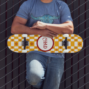 New Mexico Zia Yellow White Squares Skateboard