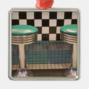 New Mexiko, Albuquerque. Das Restaurant 66 entlang Silbernes Ornament