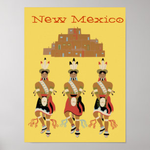 New Mexiko-Pueblo-Schildkröte-Tänzer-Plakat Poster