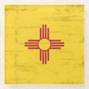 New Mexiko-Schmutz Flagge. Flagge des New Mexiko Glasuntersetzer