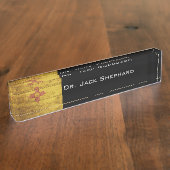 New-Mexiko Staats-Flagge auf altem hölzernem Korn Namensplakette (Seite)