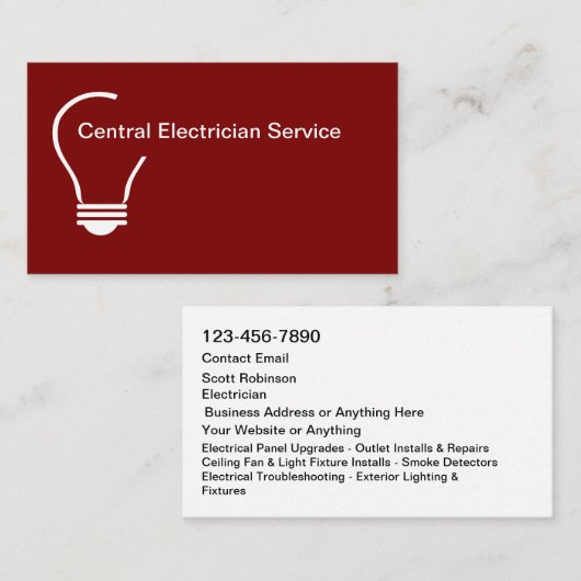 New Modern Electrician Service Business Cards Visitenkarte (Vorne/Hinten)