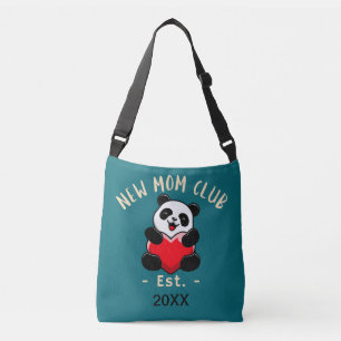 New Mom Club Est. 20XX Panda mit Herz Tragetaschen Mit Langen Trägern