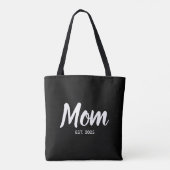 New Mom Established Date White Script Tasche (Rückseite)