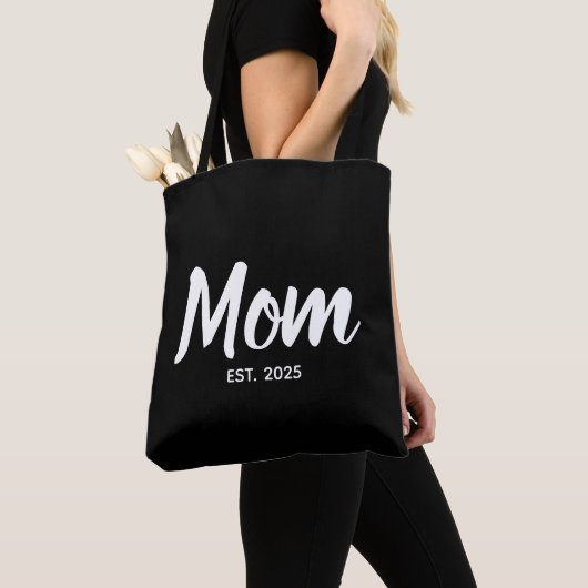 New Mom Established Date White Script Tasche (Von Nahem)