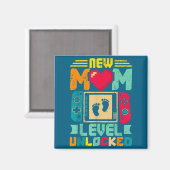 New Mom Level Unlocked Gamer Valentine's Magnet (Vorderseite/Rückseite)