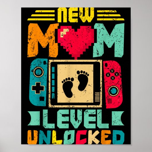 New Mom Level Unlocked Gamer Valentine's Poster (Vorne)