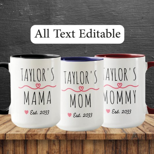 New Mom with Custom Name, Title & Est. Year Tasse