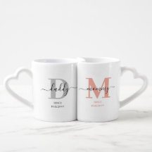 New Mommy and Daddy Monogram Pink and Grey