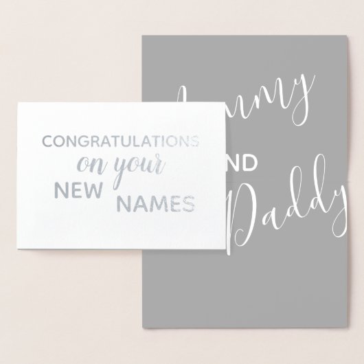 New Mommy & Daddy Gratulationen Eleganter Brush Folienkarte (Anzeige)
