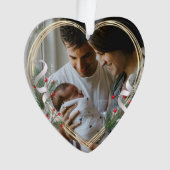 New Mommy Daddy Holly & Pine Gold Frame Foto Ornament (Vorderseite)