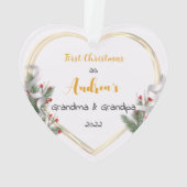 New Mommy Daddy Holly & Pine Gold Frame Foto Ornament (Rückseite)