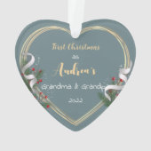 New Mommy Daddy Holly & Pine Gold Frame Foto Ornament (Rückseite)