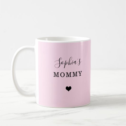 New Mommy - Name des Kindes mit einfachem Herzen Kaffeetasse (Links)