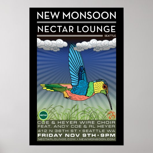New Monsoon Nectar Lounge Seattle WA 2012 Poster (Vorne)