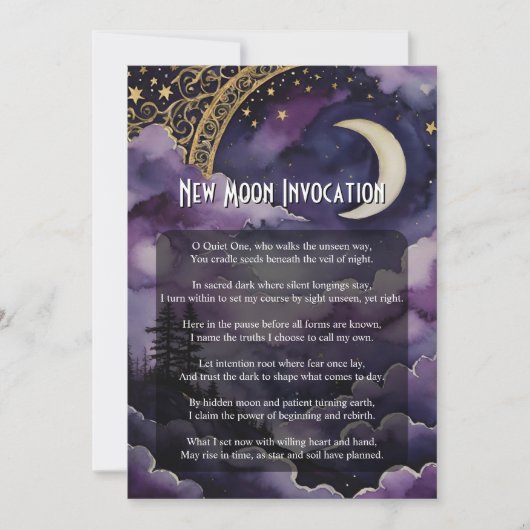 New Moon Invocation Pagan Prayer Ritual Card Einladung (Vorderseite)