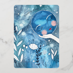 New Moon Thinking Your Silver Folien Feiertagskarte