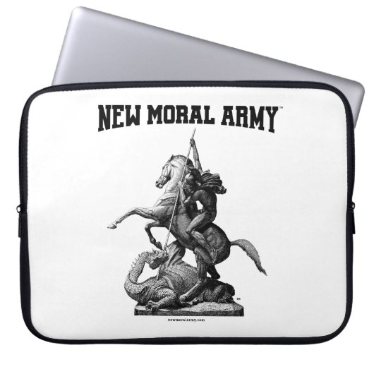New Moral Army™ Saint George Logo (schwarz) Laptopschutzhülle (Vorderseite)