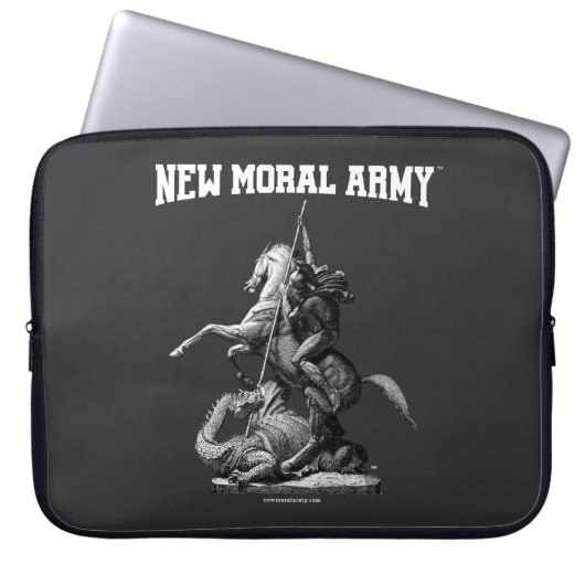 New Moral Army™ Saint George Logo (weiß) Laptopschutzhülle (Vorderseite)