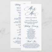 New Mr. and Mrs., Navy Blue, Wedding Zeremony Prog Programm (Vorne/Hinten)