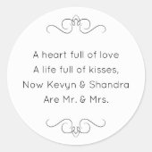 New Mr. und Mrs. Wedding Kisses Geem Runder Aufkleber (Vorderseite)