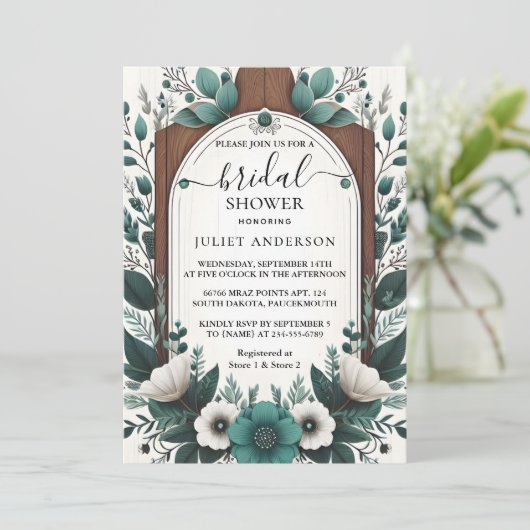 New Nature Garden Pflanze Dunkles grünes Brautpart Einladung (Stehend Vorderseite)