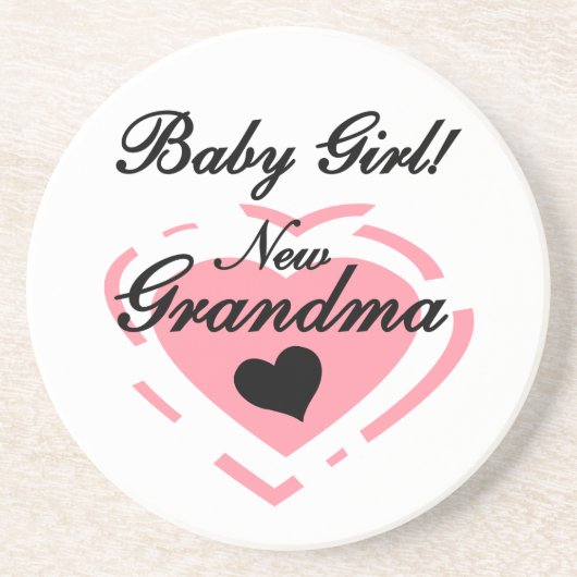 New Oma Baby Girl Pink Heart Geschenke Sandstein Untersetzer (Vorne)