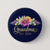 New Oma Elegant Floral Daisy Sonnenblume Button (Vorderseite)