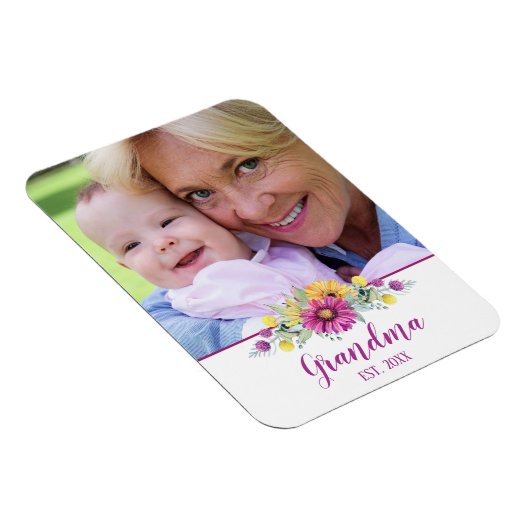 New Oma Elegante Blume Foto Magnet (Rechte Seite)