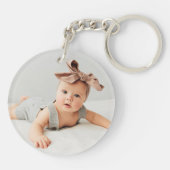 New Oma - Kindername Einfaches Herz und Foto Schlüsselanhänger (Rückseite)